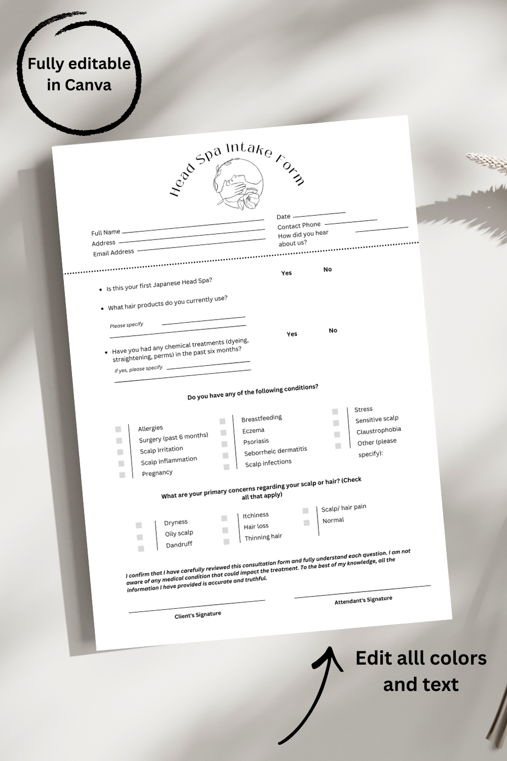 Head Spa Intake Form – Head Spa Masterclass